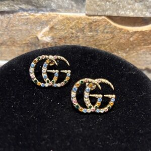 Gold and Multicolor GG Stud Earrings